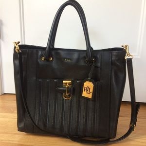 Ralph Lauren Willenhall Leather Tote in Black